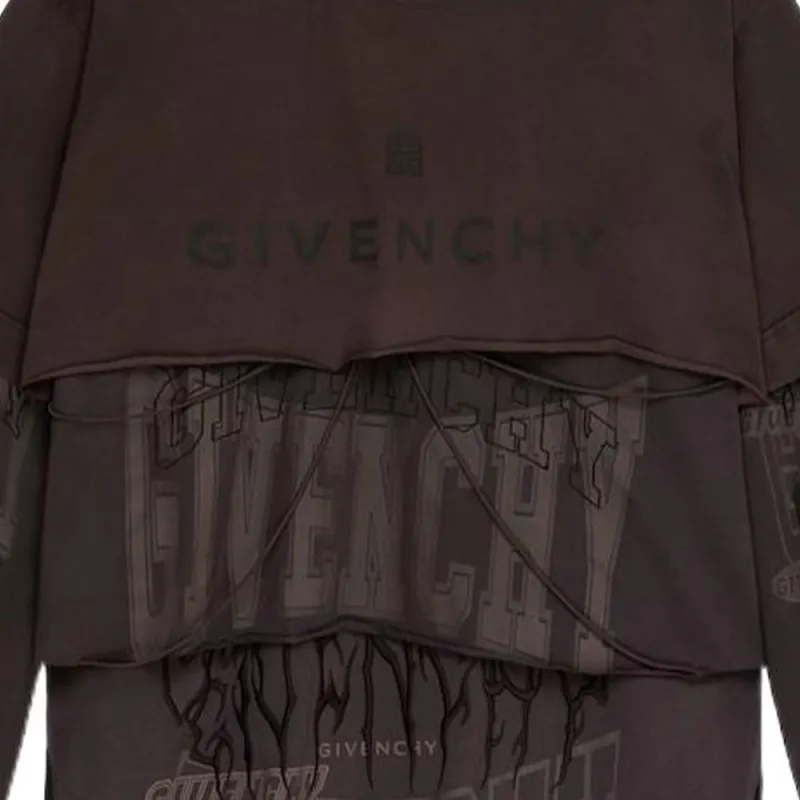 Givenchy Layered Long Sleeve Graphic T Shirt With Balaclava-4