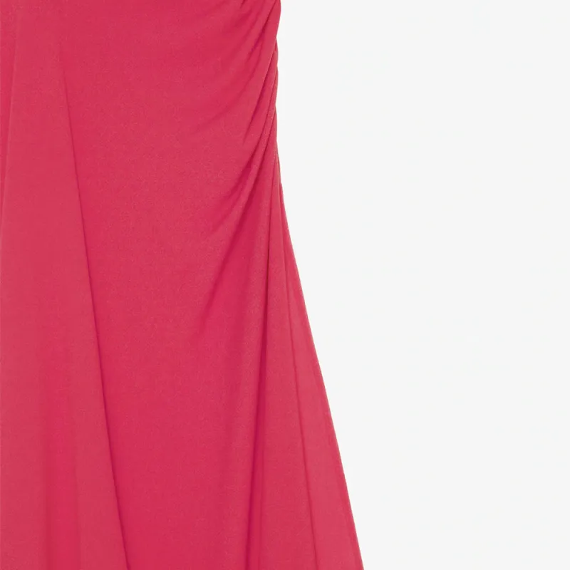 Givenchy Asymmetric Draped Crepe Jersey Dress Raspberry-4