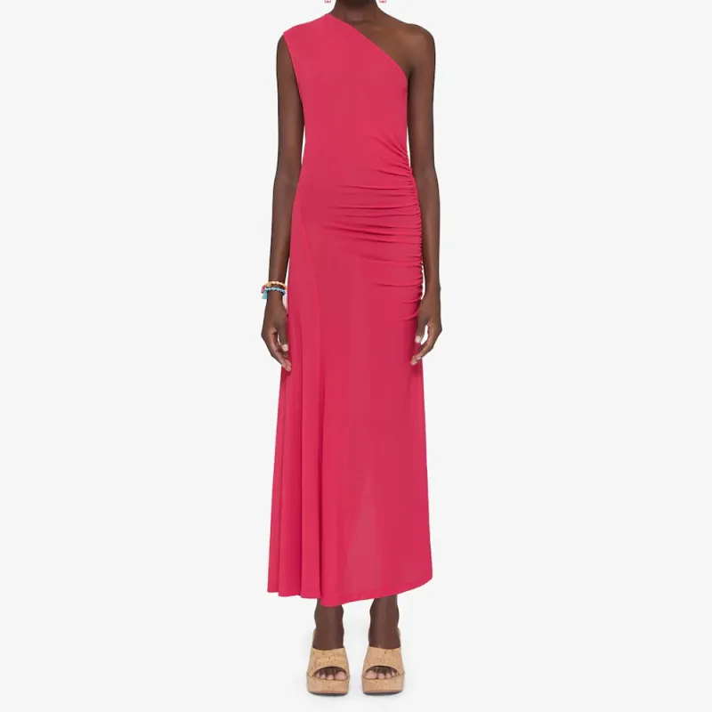 Givenchy Asymmetric Draped Crepe Jersey Dress Raspberry-1