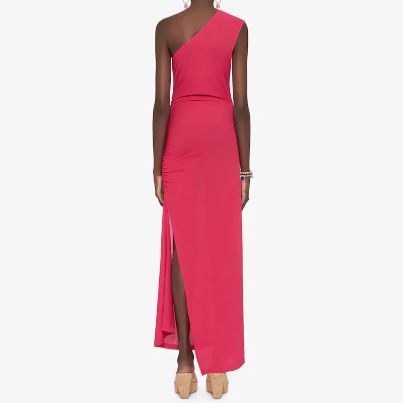 Givenchy Asymmetric Draped Crepe Jersey Dress Raspberry-2