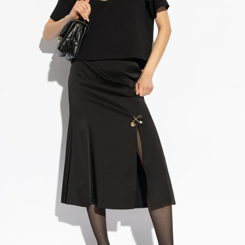 VERSACE Medusa Safety Pin Detailed High Waist Midi Skirt-1