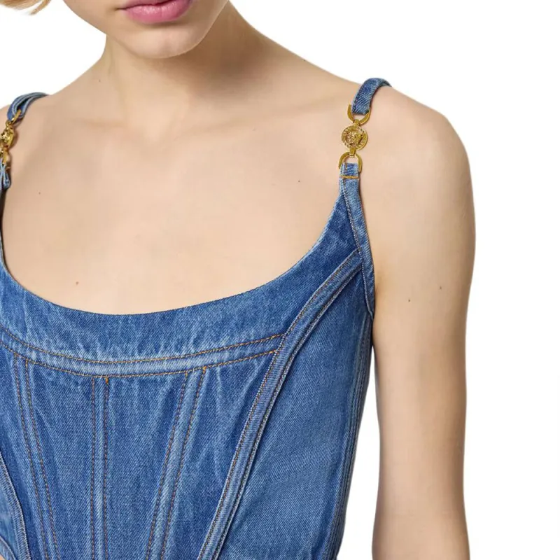 VERSACE Stone Wash Denim Top 'Medium Blue'-4
