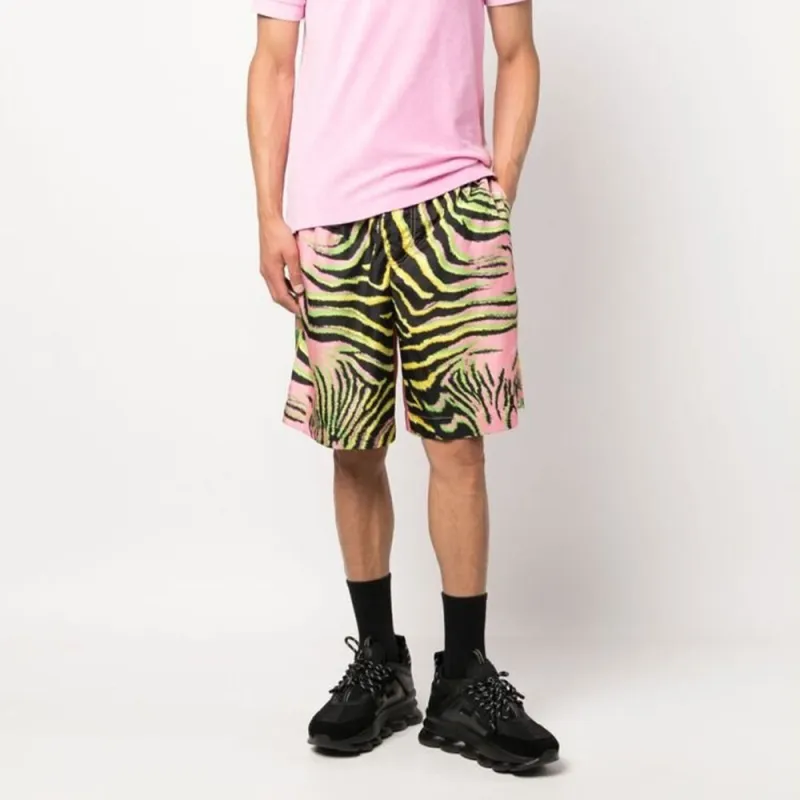 VERSACE Casual Shorts Men Pink/Green-2