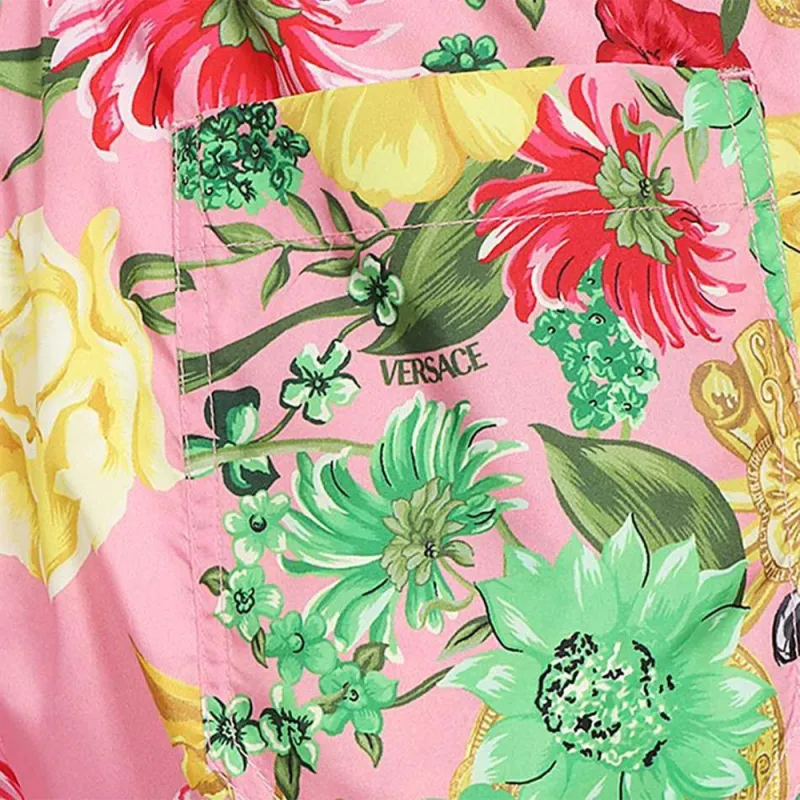 VERSACE Casual Shorts Men Pink/Green-4