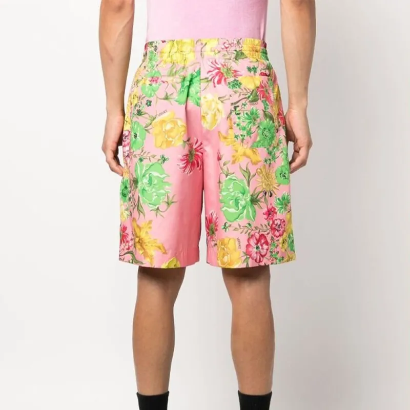 VERSACE Casual Shorts Men Pink/Green-3