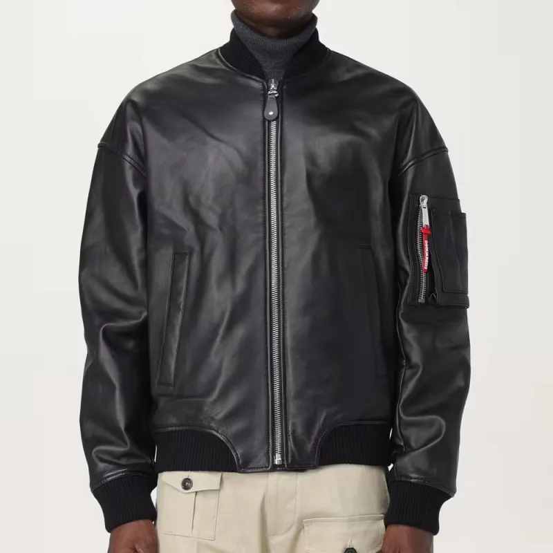 DSQUARED 2 Leather Bomber Jacket-2