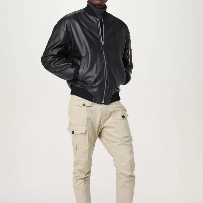 DSQUARED 2 Leather Bomber Jacket-3