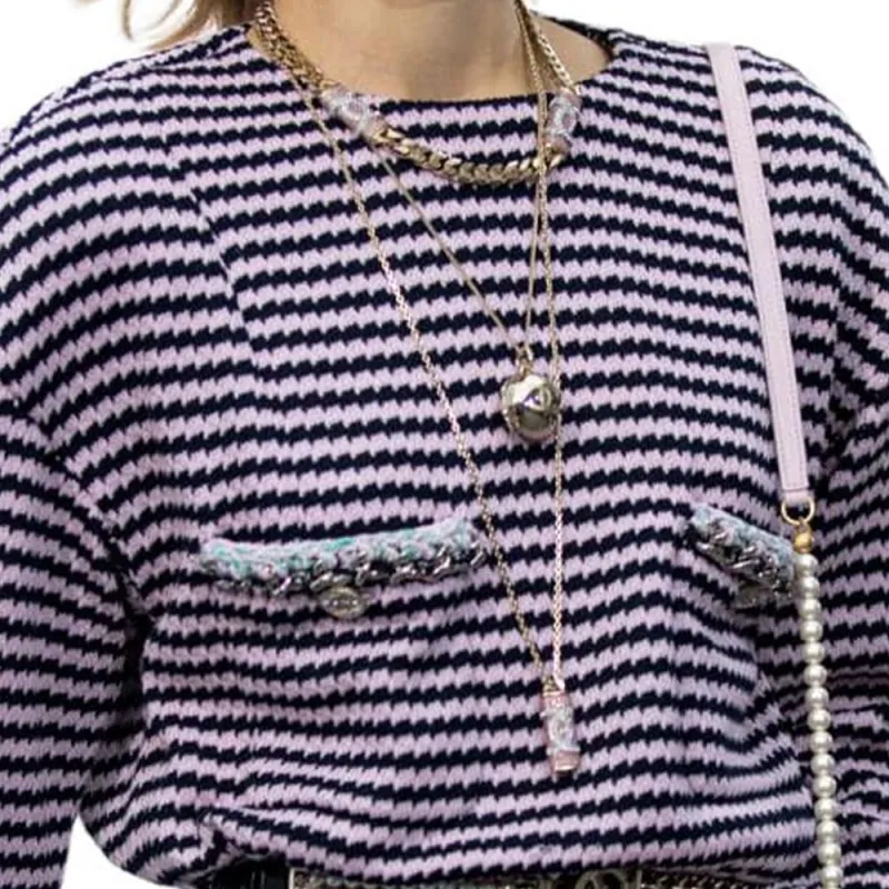 CHANEL Long-Sleeved Dresses Women's Pink/Blue-2