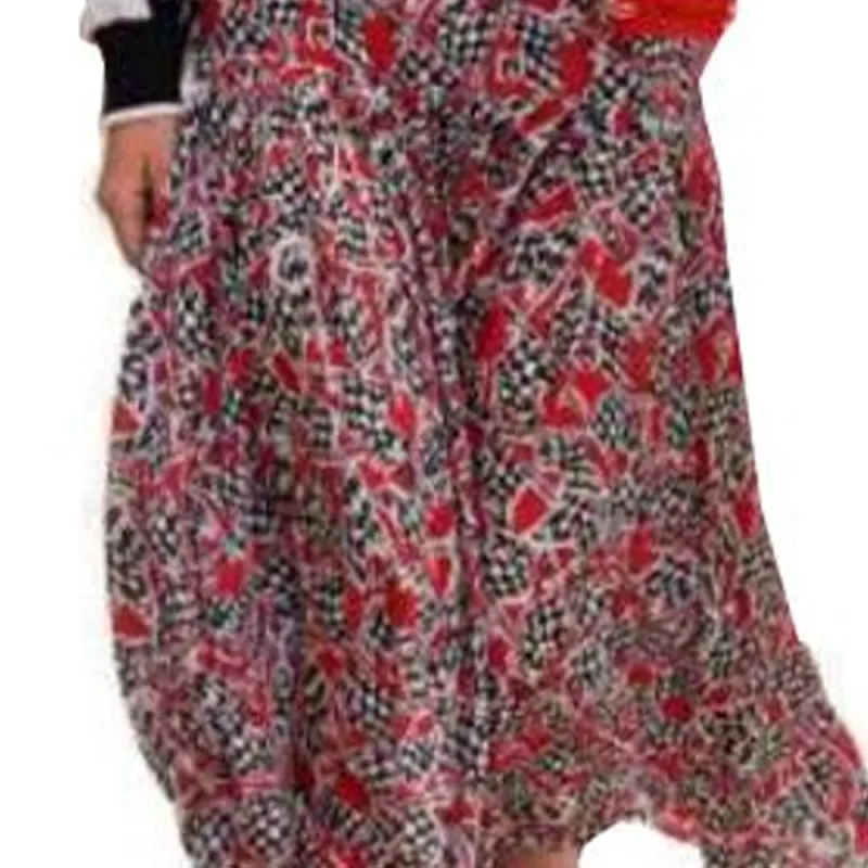 CHANEL Casual Long Skirts Women's Red-2