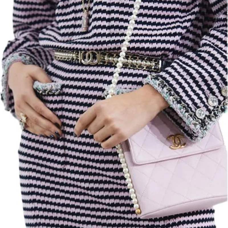 CHANEL Long-Sleeved Dresses Women's Pink/Blue-3