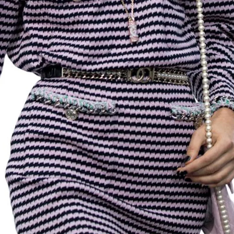 CHANEL Long-Sleeved Dresses Women's Pink/Blue-1