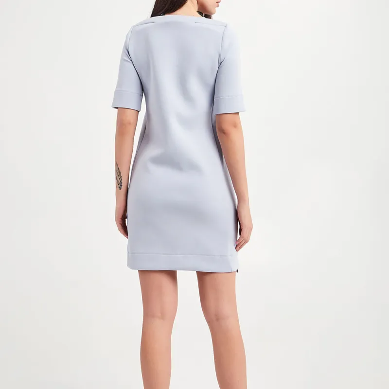 EMPORIO ARMANI Short Sleeved Dress Women's Light Gray Blue-4