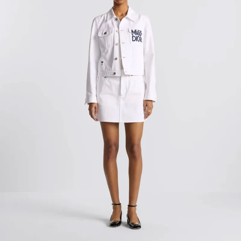 DIOR Logo Detailed Denim Mini Skirt-2