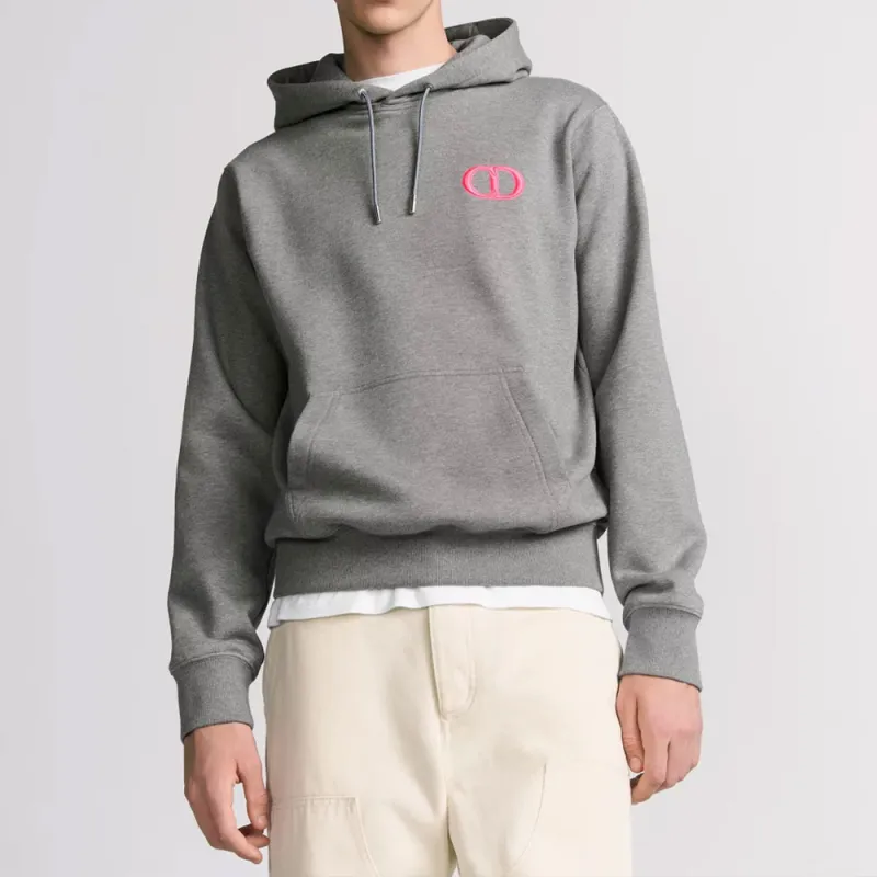 DIOR Logo Embroidered Drawstring Hoodie-1