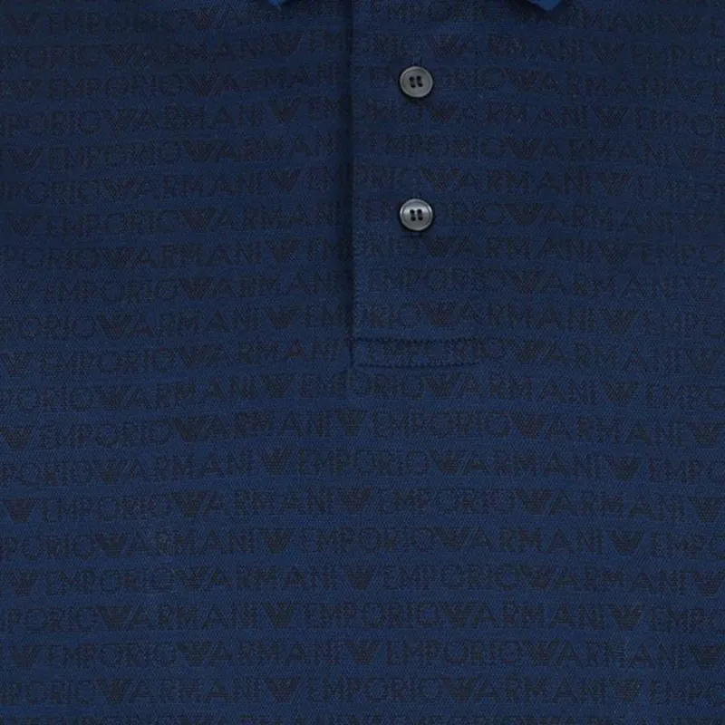 EMPORIO ARMANI Jersey Polo Shirt With All over Jacquard Lettering-4