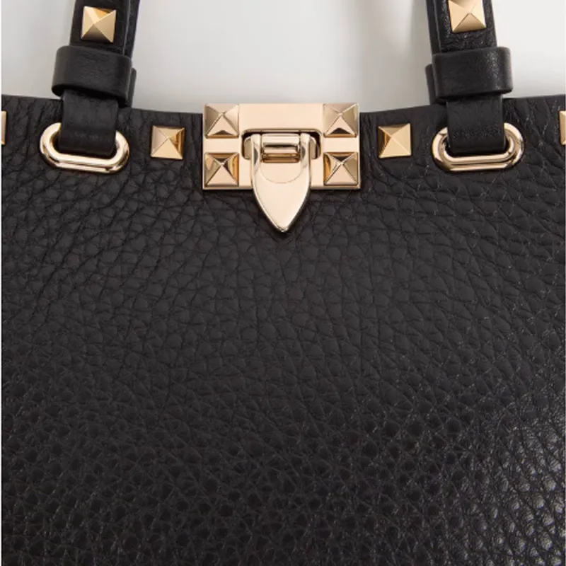Valentino ROCKSTUD Cow Leather Handbag Mini Women's Black-5