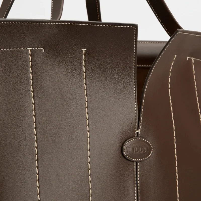 TOD'S DI Calfskin Tote Bag, Shopping Bag, Handbag Medium Size Women's Brown-5