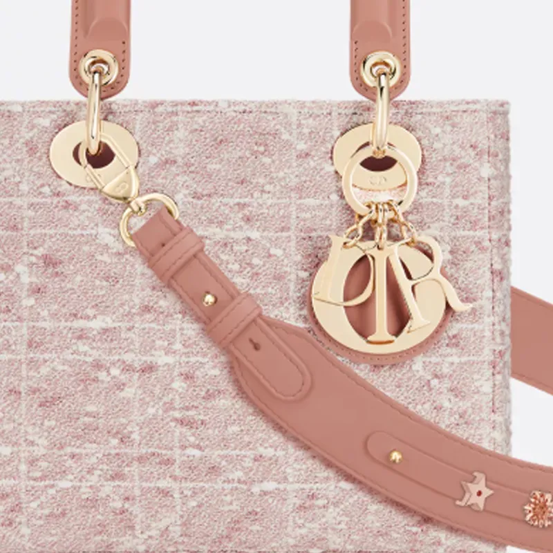 DIOR Lady Dior My ABCDior Cotton Handbag Small Size Women's Pink-5