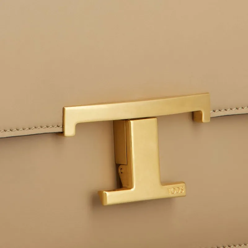 TOD'S T Timeless Calfskin Crossbody Bag Mini Women's Beige Yellow-5