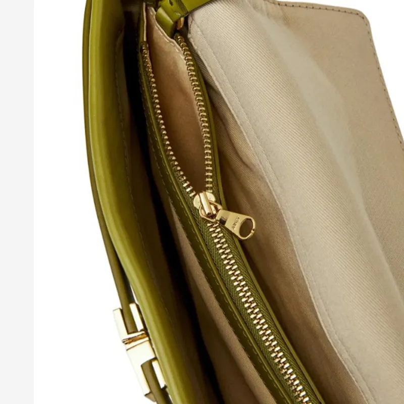 ARKET Cow Leather Shoulder Bag Large Size Women's Green-4