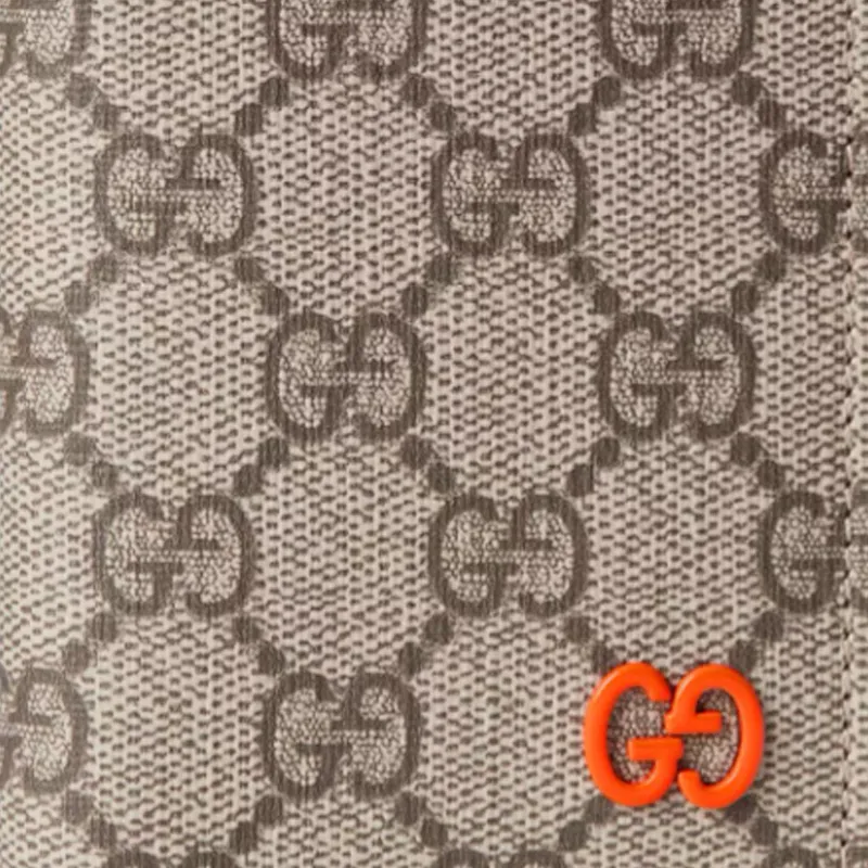 GUCCI Artificial Leather Card Holder Men's Beige & Dark Brown-4