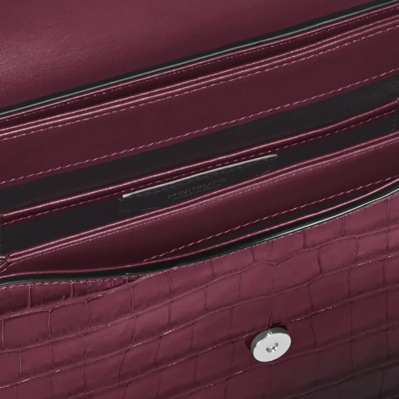 MONTBLANC Grain Cow Leather Shoulder Bag, Crossbody Bag Women's Ink Black Currant Color-5