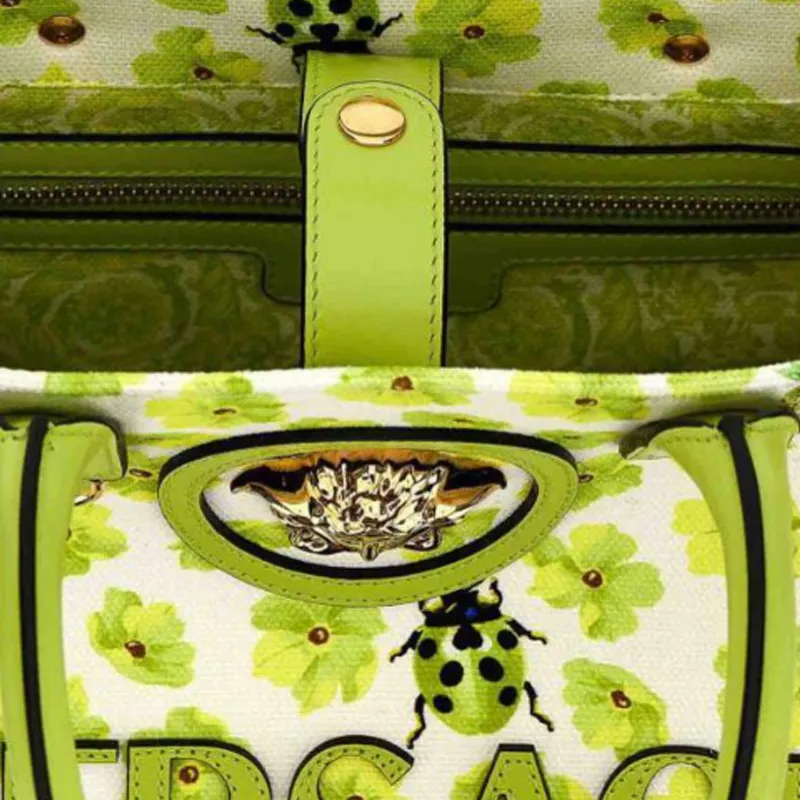 FANSIZHE La Medusa Cotton Handbag Women's Green-3