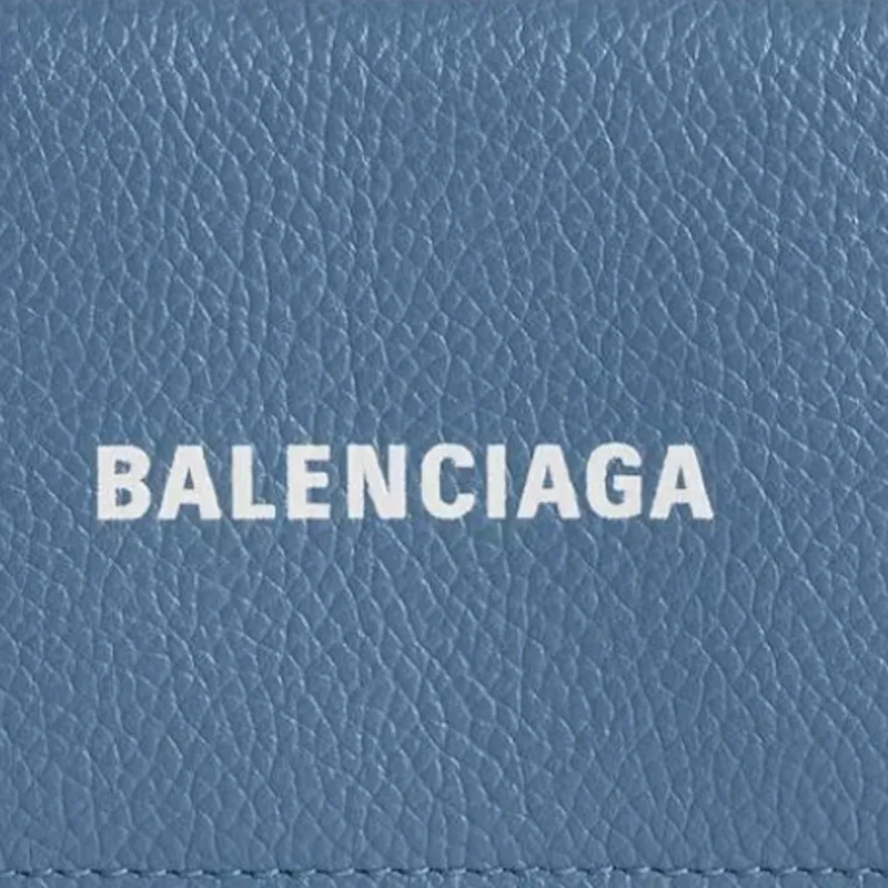 Balenciaga Cash Cow Leather Wallet Mini Men's Blue-3