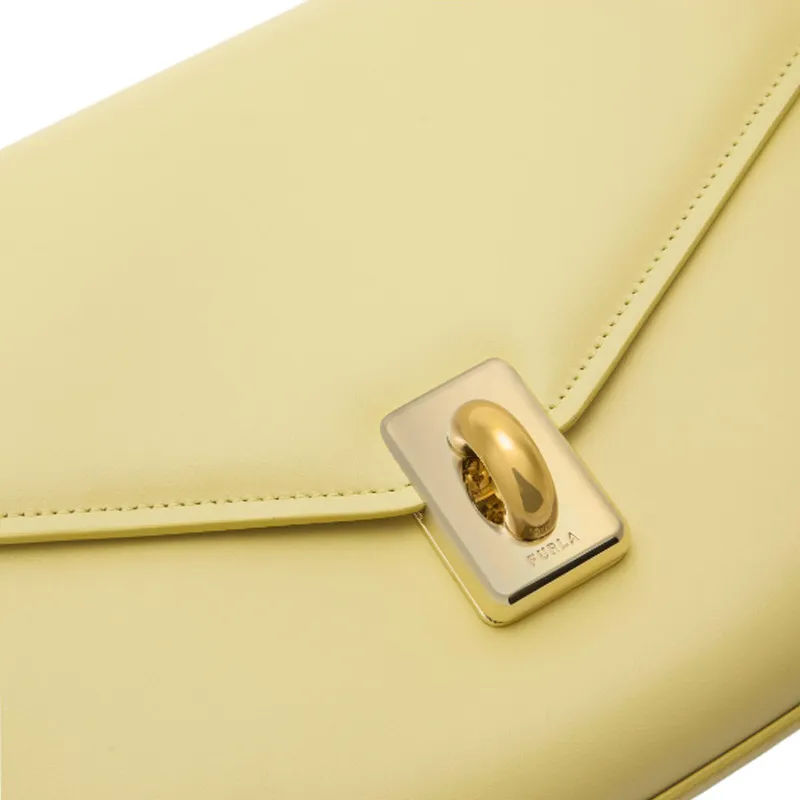 Furla Cow Leather Shoulder Bag Women's Yellow-4