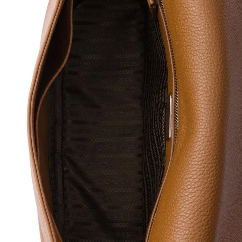 PRADA Leather Shoulder Bag Women's Brown-3