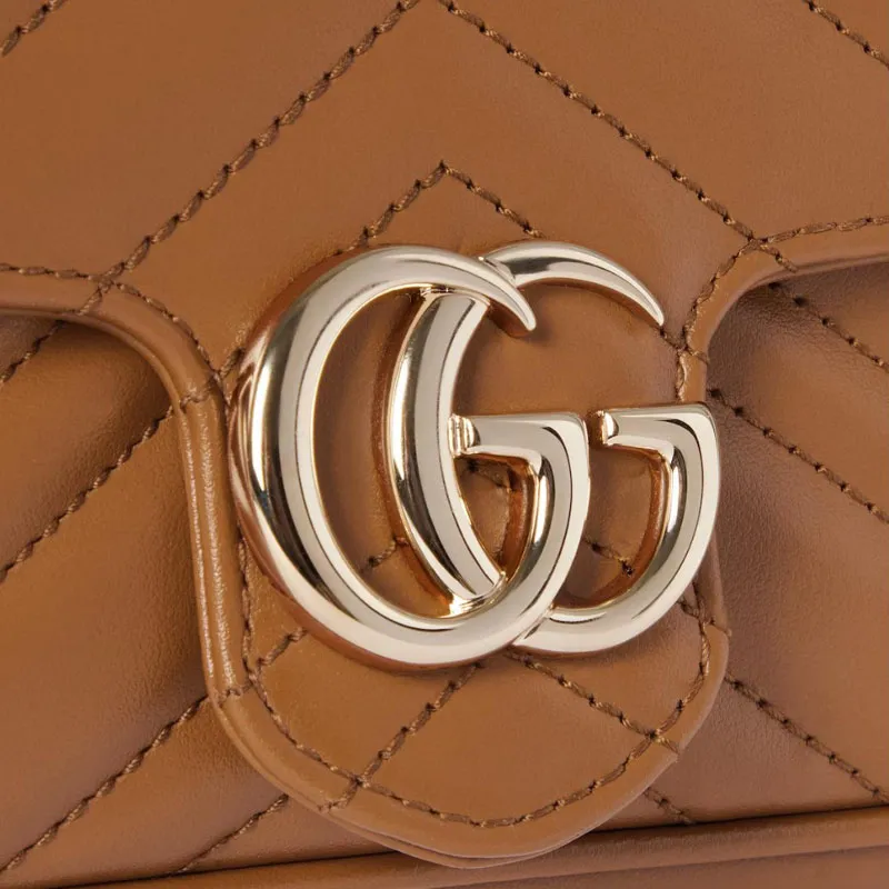 GUCCI GG Marmont Leather Shoulder Bag Trumpets Women's Brown-7