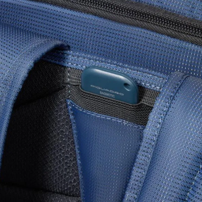 PIQUADRO Leather With Fabric Backpack Men's Blue-2