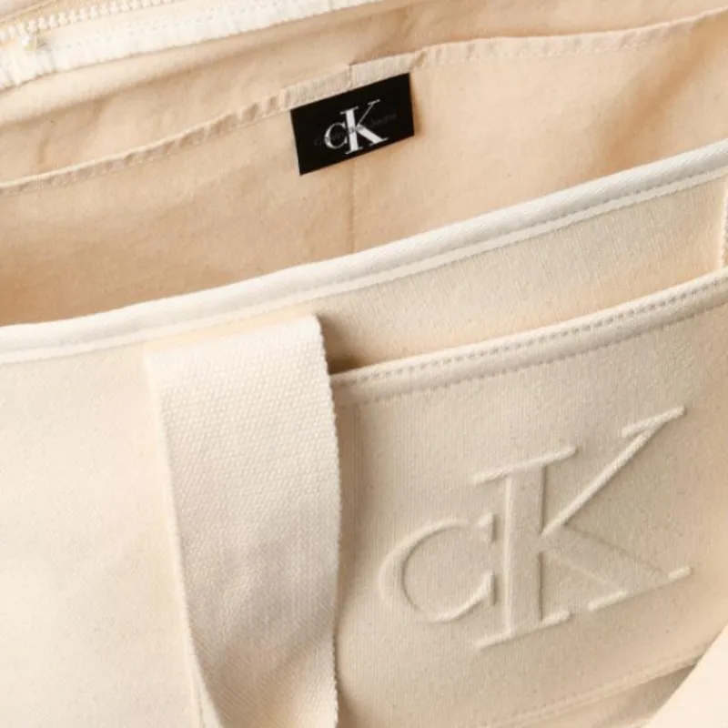 CALVIN KLEIN Cotton Canvas Handbag Women's White-2