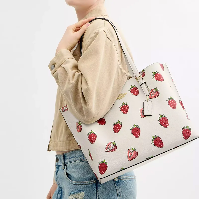 COACH Mollie Canvas Tote Bag, Shopping Bag, Shoulder Bag Tubas Women's Chalk White-4