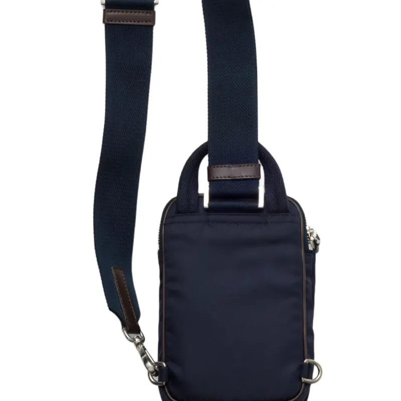 PRADA Nylon Cell Phone Pouch Regular Men's Blue & Coffee-3