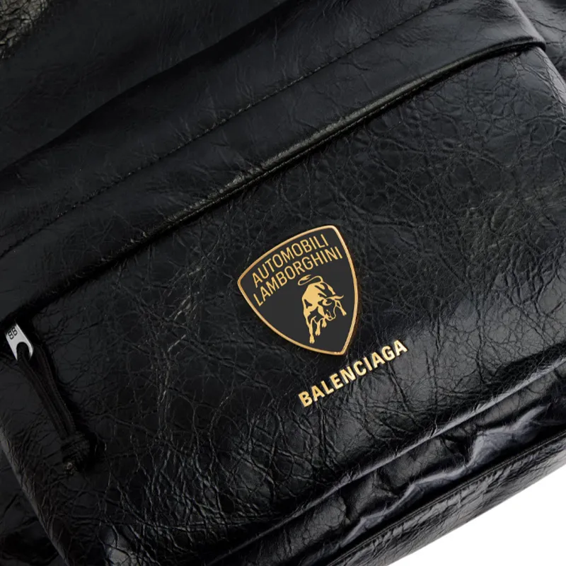 Balenciaga Automobili Lamborghini Collaboration Sheepskin Backpack Regular Men's Black-4
