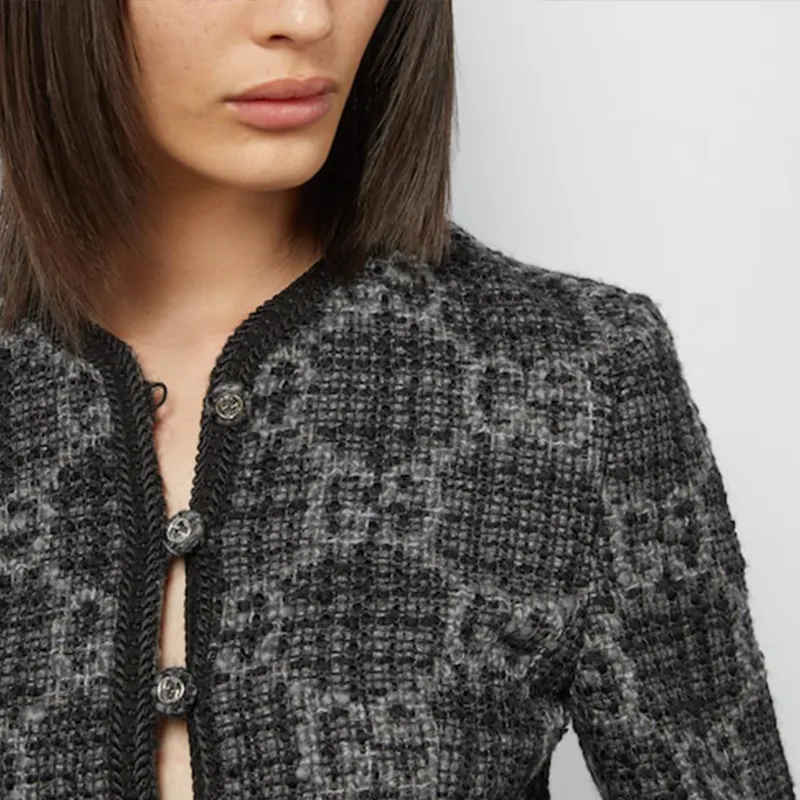 GUCCI Gg Tweed Jacket 'Dark Grey/Multicolor'-4