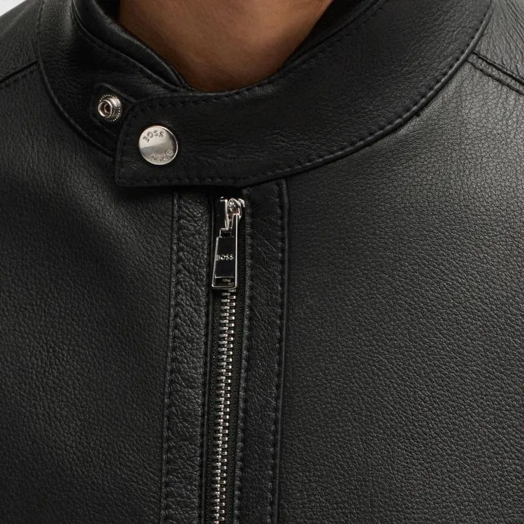 HUGO BOSS Grained Leather Regular-Fit Jacket-5