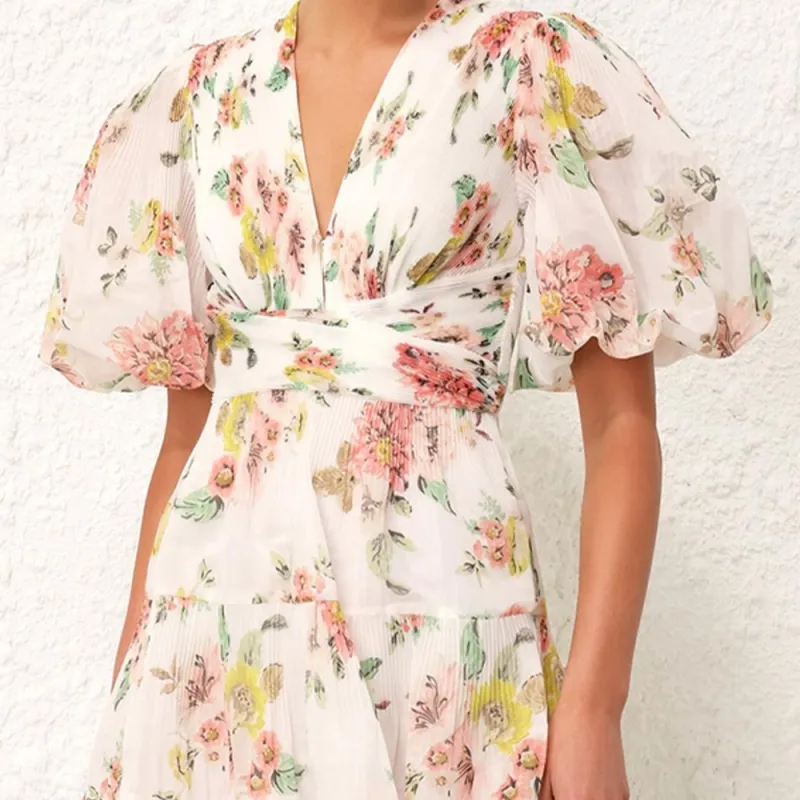 Zimmermann Floral Printed Pleated Mini Dress-4