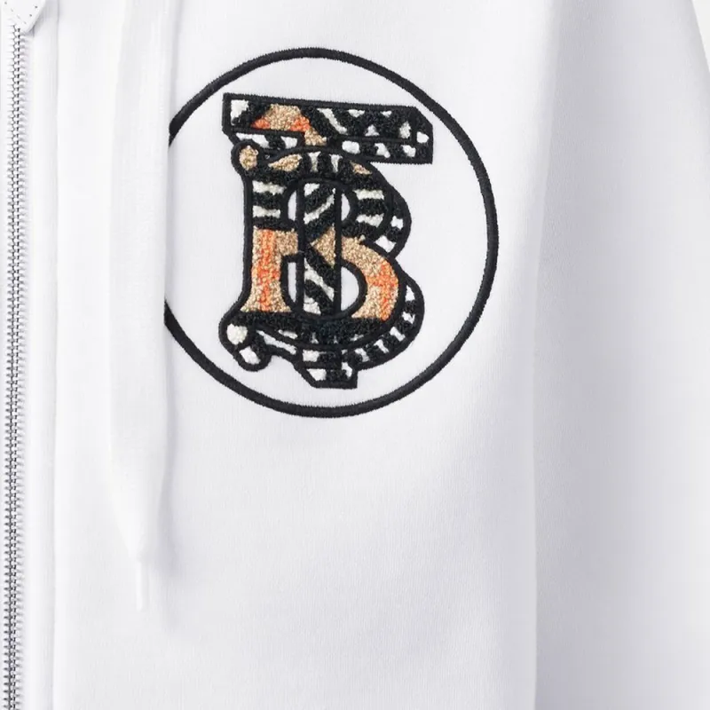 Burberry Tb Monogram Motif Zipped Hoodie Jacket White-5