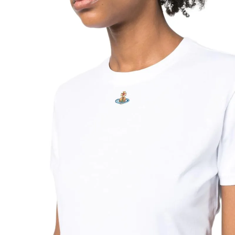Vivienne Westwood Orb Logo embroidery Cotton T shirt-4