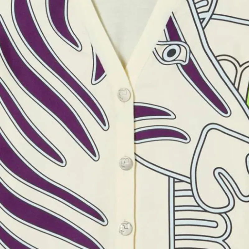 TORY BURCH Zebra Printed V Neck Cardigan-4