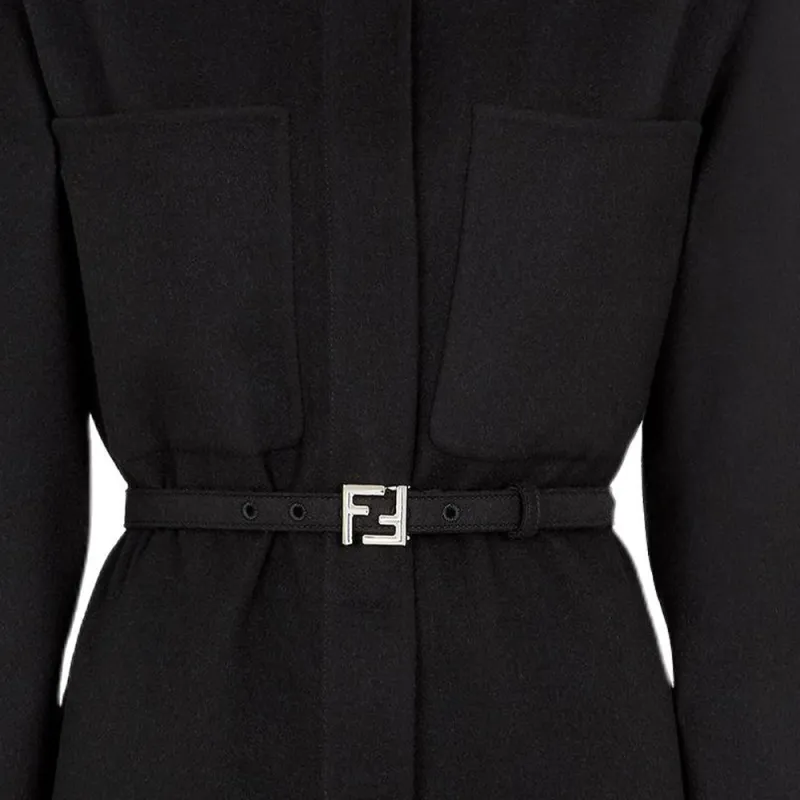 FENDI Logo Embroidered Belted Waist Jacket-4