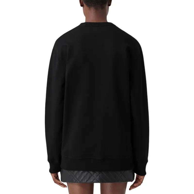 Burberry Women's College Graphic Cotton Oversized Sweatshirt Black/White/Yellow-3