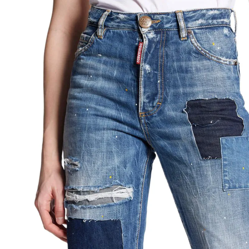 DSQUARED 2 Boston Straight Leg Distressed Jeans-4