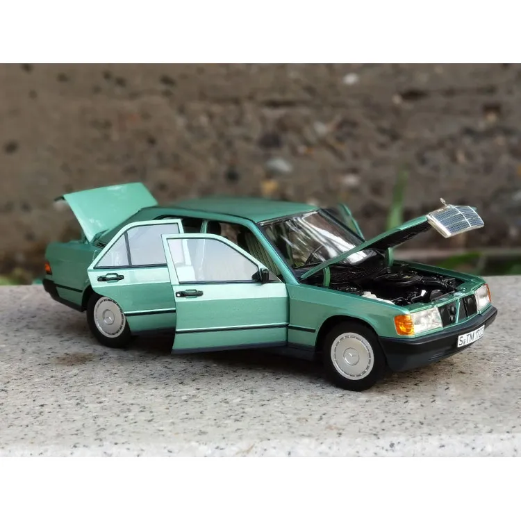 NOREV Mercedes Benz Class C 1984 190E 2.0 No Tail, Lacquered Metal Assembled Models Green-2