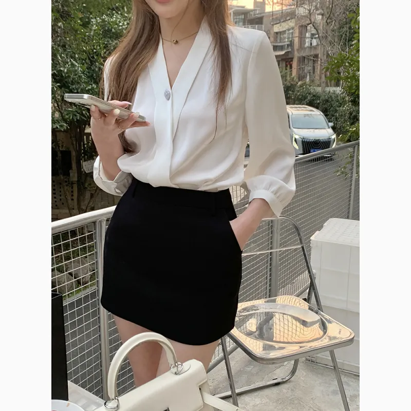 HUASJ Casual Short Skirts Women's Black-2