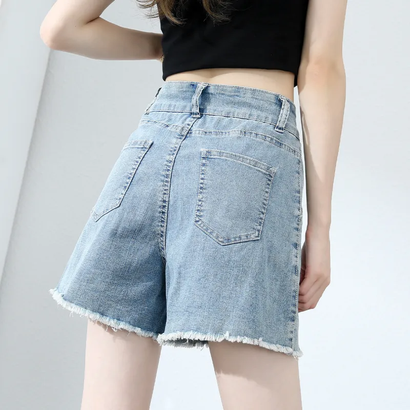 JEANSWEST Denim Shorts Women's Light Blue-2