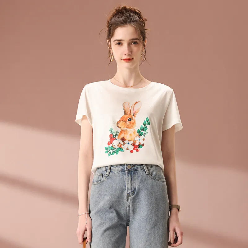 FENHONGMALI T Shirt Women's White-2