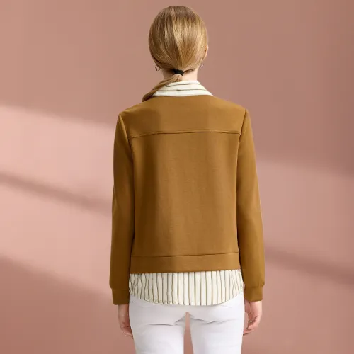 FENHONGMALI Jackets Coats Women's Brown